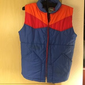 Pacific trail puffer vest blue and orange